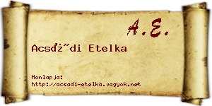 Acsádi Etelka névjegykártya
